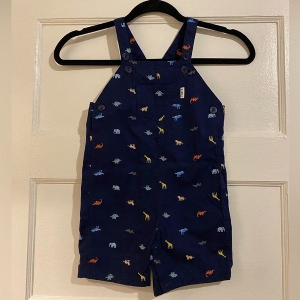 Carters Navy Dinosaur and Zoo Animal Print Overalls